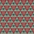 Seamless pattern with all-seeing eye and old keys Royalty Free Stock Photo