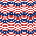 Seamless pattern of american independence day background with united states flag in wavy style Royalty Free Stock Photo