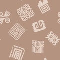 Seamless pattern with American Indians relics dingbats characters Royalty Free Stock Photo