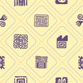 Seamless pattern with American Indians relics dingbats characters Royalty Free Stock Photo