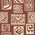 Seamless pattern with American Indians relics dingbats characters Royalty Free Stock Photo