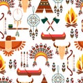 Seamless Pattern American Tribal Native Symbols Royalty Free Stock Photo