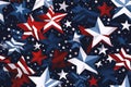 seamless pattern with American US flag of America USA with stars and stripes on white blue red background Royalty Free Stock Photo
