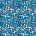 Seamless pattern, Amsterdam typical dutch houses