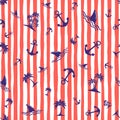 Seamless pattern with anchors. Background in marine style. Vector illustration
