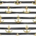 Seamless pattern with anchors.Nautical backgrounds gold anchors .Marine theme.Vector illustration