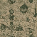 Seamless pattern with ancient ammonite shells and trilobites