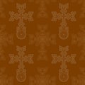 Seamless pattern with ancient Armenian symbol Khachkar. Armenian cross stone Royalty Free Stock Photo