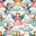 seamless pattern angels Royalty Free Stock Photo