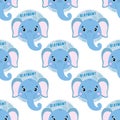 Seamless pattern animal elephant face. Funny head muzzle