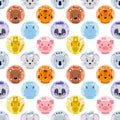 Seamless pattern animal face. Funny head muzzle