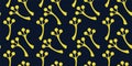 Seamless pattern of Animal paw isolated on dark blue background. Frog track logo icon.