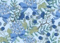 Seamless Pattern Animal with trees in chinoiserie style vintage illustration hand painting watercolor