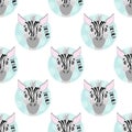 Seamless pattern animal face. Funny head muzzle