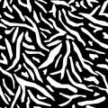 Seamless pattern animals rough striped on black background. Monochrome fur wild animals tiger or zebra Royalty Free Stock Photo