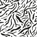 Seamless pattern animals striped on white background. Monochrome fur wild animals tiger or zebra Royalty Free Stock Photo