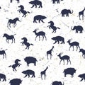 Seamless pattern with animals. wild nature. cool for cards, invitations, party, banners, baby shower, preschool and children room