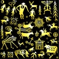 Seamless pattern. Animation image of ancient rock paintings.