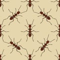 Seamless pattern with ant .Formica exsecta. hand-drawn ant. Vector