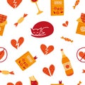 Seamless pattern with Anti Valentine s day doodles. Royalty Free Stock Photo