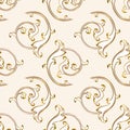 Seamless pattern in antique style of acanthus leaves on white background. Classic luxury, royal Victorian epoch. Royalty Free Stock Photo