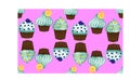 Seamless pattern of appetizing cupcakes with blue cream Royalty Free Stock Photo