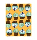 Seamless pattern of appetizing cupcakes with blue cream Royalty Free Stock Photo