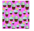 Seamless pattern of appetizing cupcakes with cream Royalty Free Stock Photo
