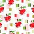 Seamless pattern with apple and abstract squares vector Royalty Free Stock Photo