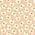 Seamless pattern, Apple slices, watercolor, modern design Royalty Free Stock Photo