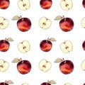 Seamless pattern, Apple slices, watercolor, modern design Royalty Free Stock Photo