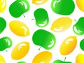 Seamless pattern with apples and lemons with light reflection. Summer fruit mix with lemon and apple in 3d style. Design for Royalty Free Stock Photo