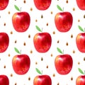 Seamless pattern with apples and seeds.Food picture.