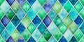 Seamless pattern of aqua and teal diamond shapes. Generative AI Royalty Free Stock Photo