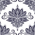 Seamless pattern in Arabic Indian Asian Ethnic style black on white