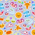 Seamless pattern Aries, Taurus, Gemini, Cancer, Leo, Virgo, Libra, Scorpio, Sagittarius, Capricorn, Aquarius and Pisces. Funny Royalty Free Stock Photo