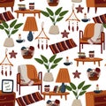 Seamless pattern with armchair and coffee table - vector illustration, eps Royalty Free Stock Photo