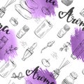 Seamless Pattern with aromatherapy accessories. Royalty Free Stock Photo