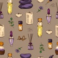 Seamless Pattern with aromatherapy accessories Royalty Free Stock Photo
