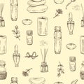 Seamless Pattern with aromatherapy accessories Royalty Free Stock Photo
