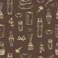 Seamless Pattern with aromatherapy accessories Royalty Free Stock Photo