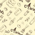 Seamless Pattern with aromatherapy accessories. Royalty Free Stock Photo
