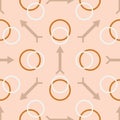 Vector arrows and circles symmetrical arranged in a seamless pattern. Royalty Free Stock Photo