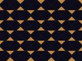 Seamless pattern of art deco. Background with triangles and dotted lines. Golden color. Vector Royalty Free Stock Photo