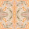 Seamless pattern with art nouveau ornaments. Abstract texture with natural flourish swirls in pastel colors. Fabric swatch