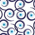 Seamless pattern with artistic blue evil eye vector