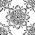 Seamless pattern of artistic mandala on white background