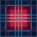 Seamless pattern as a knitted fabric in dark blue and red