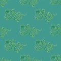 Seamless pattern of an Asian Chinese dragon on a green background. Vector image Royalty Free Stock Photo
