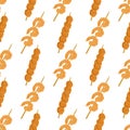 Seamless pattern of Asian food, Kebabs skewers.